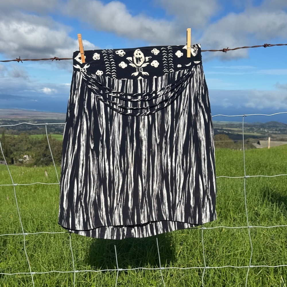 Vintage 90s Platinum By Dorothy Schoelen Black Boho Pencil Knee Length Skirt 14